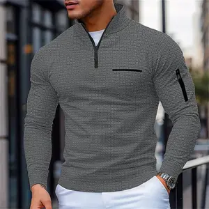 Men'S Casual Long-Sleeve Polo Shirt Pullover Sweatshirt Spring and Autumn Outdoor Sports Zipper Men'S Shirt Sweatshirt Top NONE