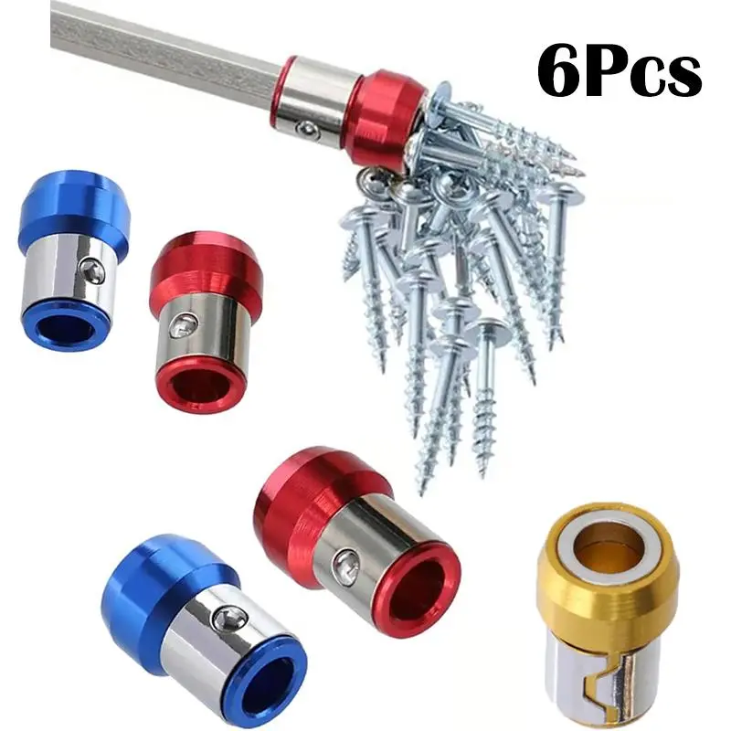 6PCS Screwdriver Head Magnetic Ring, UniversalMagnetizer for Drill,Universal 1/4 inch 6.35mm RemovableMagnetizer Ring Magnetic Driver Hex Electric Screwdriver BitStrong Magnetizer