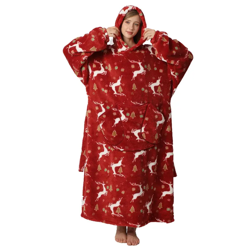 Oversized Blanket Hoodie, Women's Ultra Soft Sherpa Fleece Warm Oversized Hooded Wearable Blanket With Giant Pockets, One Size Fits All Women Men, Cozy Hooded Blanket, Christmas Gift  Valentine's Day gift