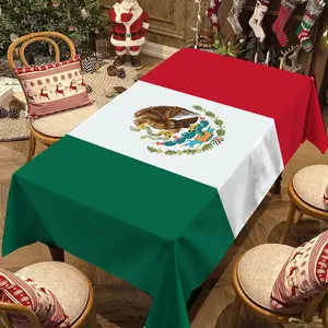 Mexican Flag Tablecloth, Rectangular Table Cover for Indoor & Outdoor Use, Christmas Decorations, Holiday Party Supplies