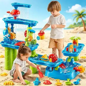 Water Table for Kids, 5 Tier Water Table for Kids with Sand Beach Toys, Water and Sand Sensory Table Beach Outdoor Birthday Gifts Toys for Boys Girls Ages 3-8