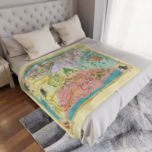 The Marvelous Map Of OZ Blanket, Land of Oz Map Fleece Minky Blanket, Wicked Fantasy Gift, The Wiz Home Decor, Soft And Comfortable, Polyester Coarse Knit, All Season Warm And Comfortable Fleece Blanket, Suitable For Dormitories, Office Naps, Sofa