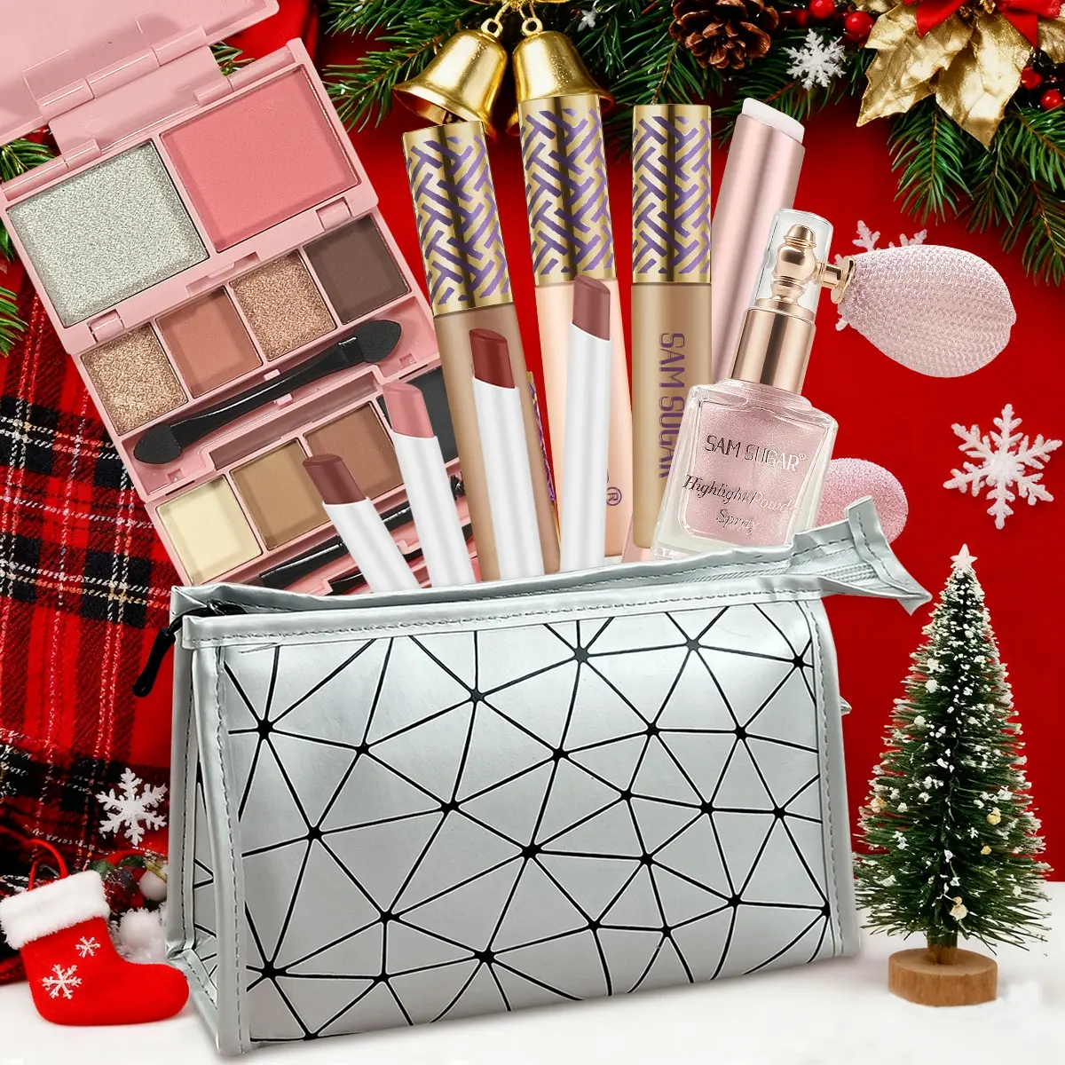 Multifunctional Makeup Set with Fashionable Bag, Includes Concealer, Lip Gloss, Lipstick, Eyeshadow Palette, Blush, Perfect Gift for Women & Girls