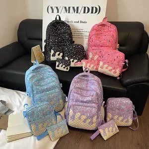 Must-have backpack for the start of the school year Blue 3 Pcs Baseball Ice Cream Drip Backpack Set 17 in Ice Cream Drip Backpack Lunch Bag Pen Bag for Sport Camping