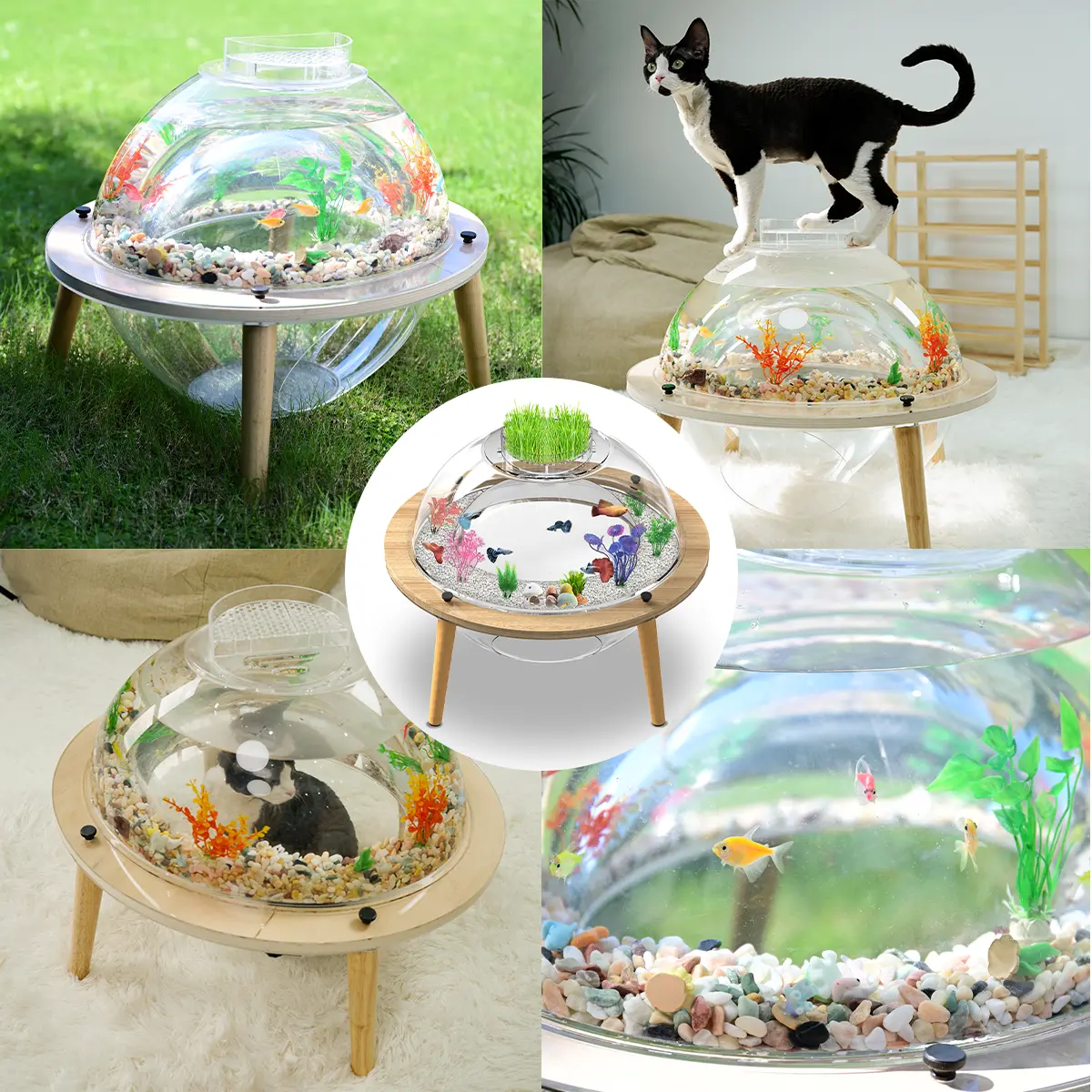 Cat Fish Tank , Cat House Cat Cave Wooden Acrylic Aquarium | Cat Bed ...