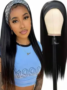 Women's Straight Hair Headband Wigs, 16/20/28 Inch, No Glue, Soft Heat-Resistant Fiber, Comfortable Fit, Ideal for Daily & Party Use