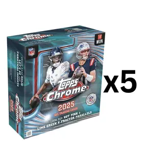 1235 NFL FOOTBALL: 2025 TOPPS CHROME FOOTBALL MEGA BOXES (5) - CHASE AUTOGRAPHS / RELICS / NUMBERS / X-FRACTORS