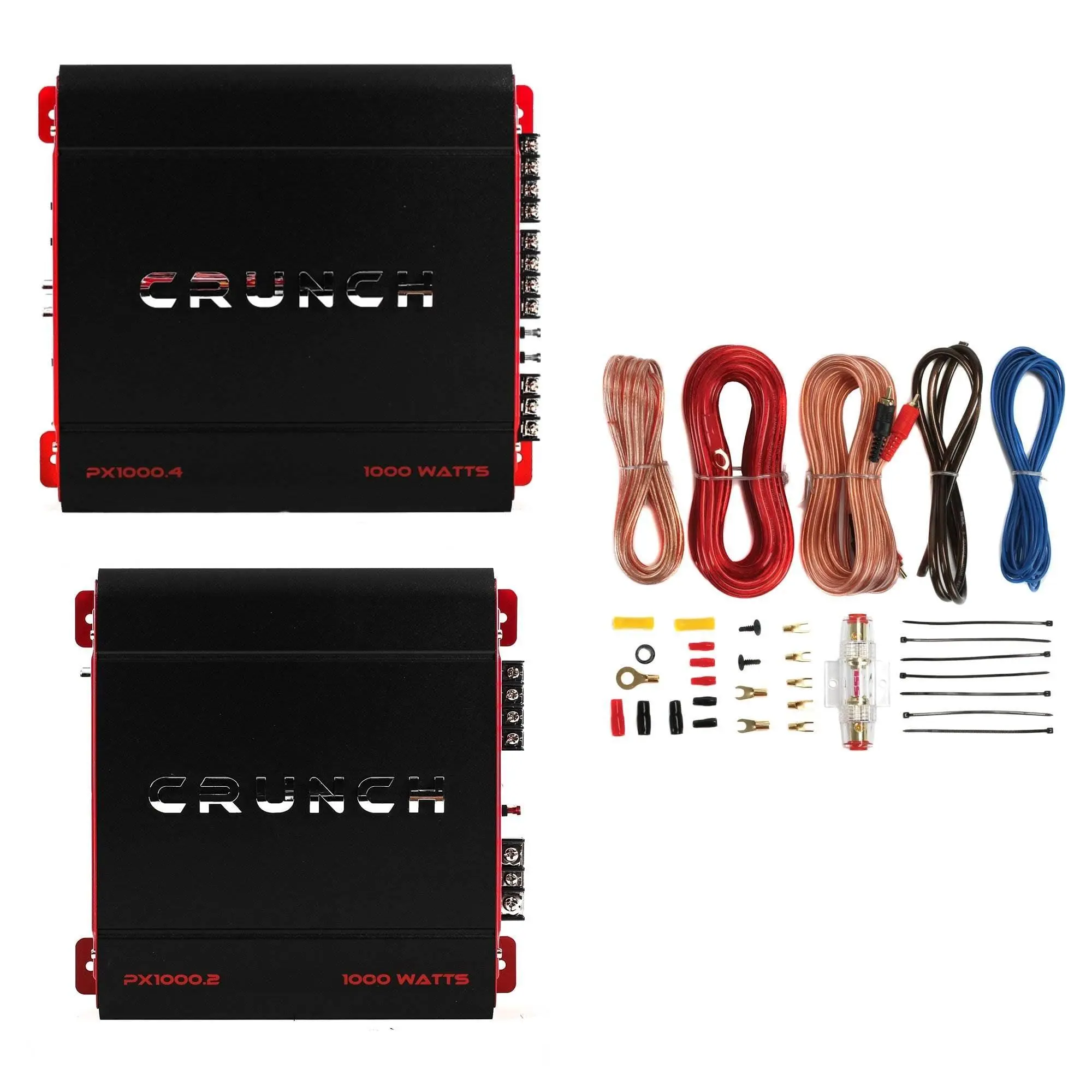 Crunch 4 Channel 1000W A/B Class Stereo Amplifier & 2 Channel Amp & Wiring Kit Crunch 4 Channel 1000W A/B Class Stereo Amplifier & 2 Channel Amp & Wiring Kit