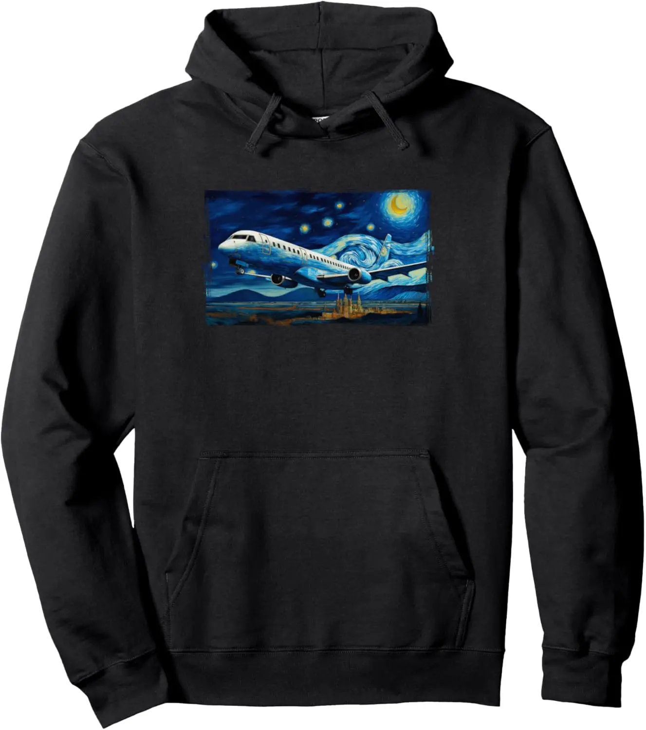 Vintage Airplane Van GOGH Flying Pilot Aviation Geeks Pullover Hoodie 4