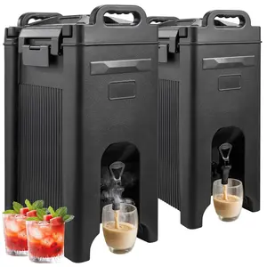 Insulated Hot And Cold Beverage Dispenser, 5 Gal / 19 L, Dual Temperature Drink Server Set Of 2, Stainless Steel, Double-Walled, Leakproof Lids, BPA-Free, Ideal For Parties, Buffets, And Outdoor Events