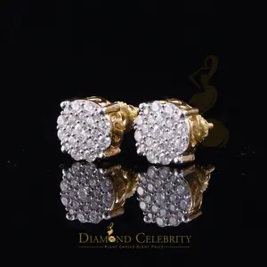 DiamondCelebritees New Women's/Men's 925 Silver Yellow 1.00ct VVS D Moissanite Round Stud Earrings