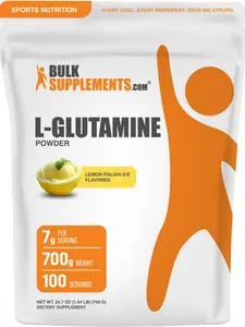 BulkSupplements L-Glutamine Powder - Glutamine Supplement, L Glutamine Powder - Lemon Italian Ice, 7g per Serving, 700g (1.5 lbs) (Pack of 1)