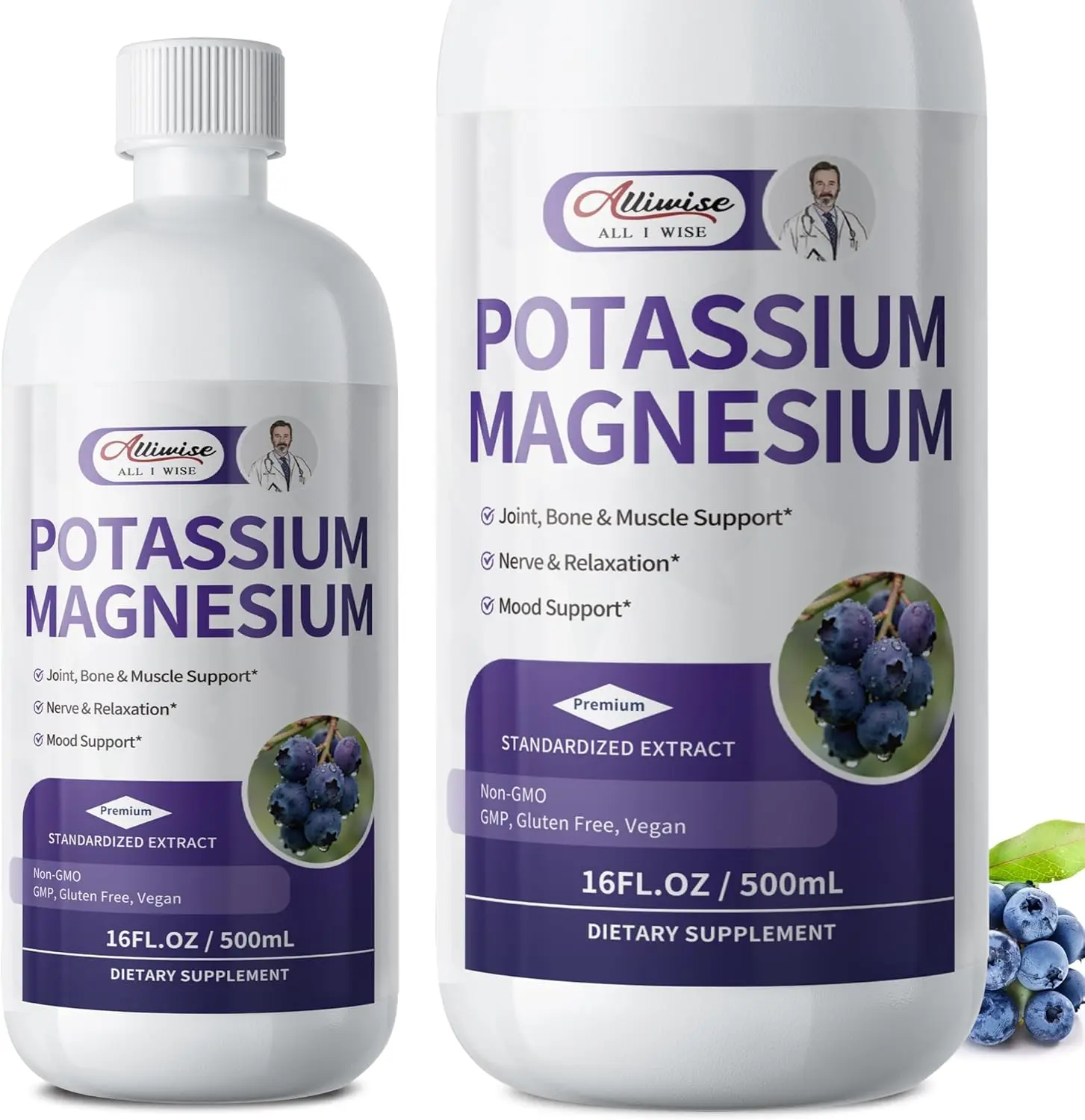 Potassium Magnesium Supplement Liquid,High Absorption,Sugar Free,16 Fl | Pure Liquid Magnesium Potassium W/ Ginger,Turmeric,Black Pepper for Muscle,Leg Cramps,Bone & Energy & Immune Support,16 Fl oz