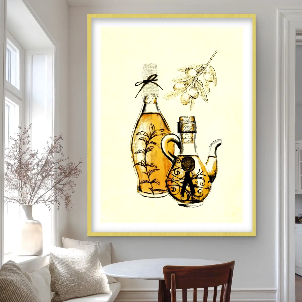 Begin Home Decor C1FM364800XFTU 36 x 48 in. Two Bottles of Olive Oil - Framed Matted Print Wall Art - Home Decor