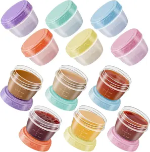 Salad Dressing Container to Go with Lids Dishwasher & Microwave Safe Tiny Condiment Containers with Graduated Lines Reusable Leakproof Small Sauce Containers for Lunch Box 12 Pcs 2.7 OZ