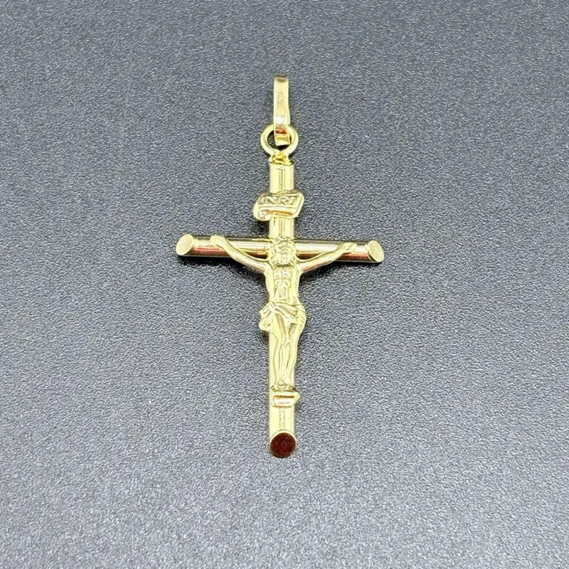 Gold 14k Cross Pendant with Detailed Design and Elegant Finish for Men and Women Unisex Jewelry