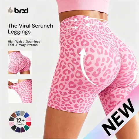 BRXL Women's Fitted Lycra-Spandex Seamless Active Bikeshorts, 5" High Waist Scrunch Butt Lifting V-Back, Quick Dry Biking Workout Body Shaping Sports Shorts for Gym
