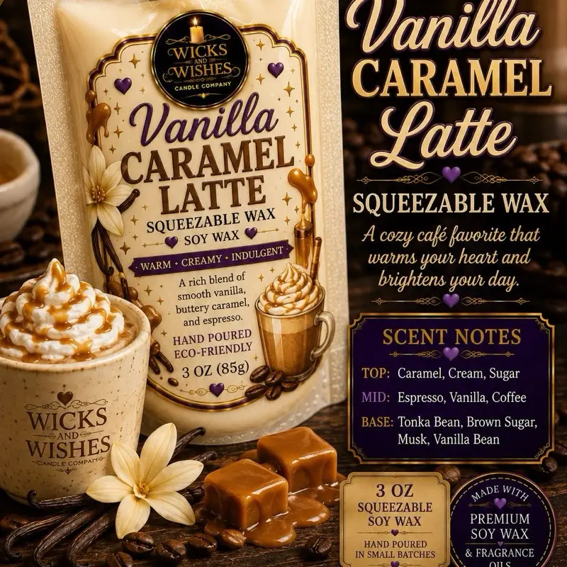 3 oz Squeezable Soy Wax Coffee Candle, Vanilla Caramel Latte Scented Candle for Home Decor, Caramel Latte Candles