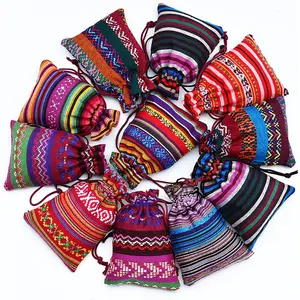 30 Pack Mexican Fiesta Mini Drawstring Gift Bags, Egyptian Style Cotton Linen Muslin Burlap Jewelry Coin Pouches for Candy, Perfect for Mexican Themed Fiesta Loteria Party Decorations