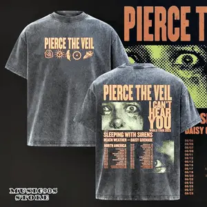 New Pierce The Veil Band Tour 2025 Adult M Lycra Shirt Pierce The Veil Tshirt Rock Band Shirt Retro Music Tee Rock Hoodi Hoodied Cotton Tops for All