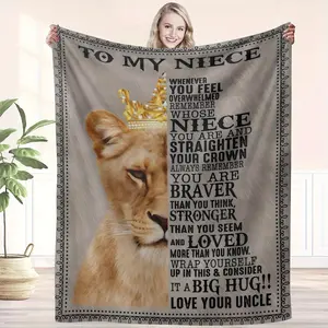 (Personalized) Throw Blanket for Niece from Uncle – Soft Flannel Fleece with Inspirational Quote, Cozy All-Season Use for Couch Bed Travel, Warm Custom Gift for Birthday Christmas, Mixed Color
