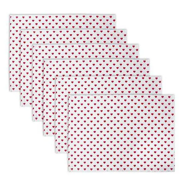 Design Imports Lil Hearts Ribbed Placemats Set of 6 Design Imports Lil Hearts Ribbed Placemats Set of 6