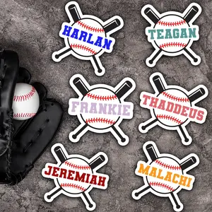Custom Baseball Name Sticker Waterproof Die-Cut Vinyl Label