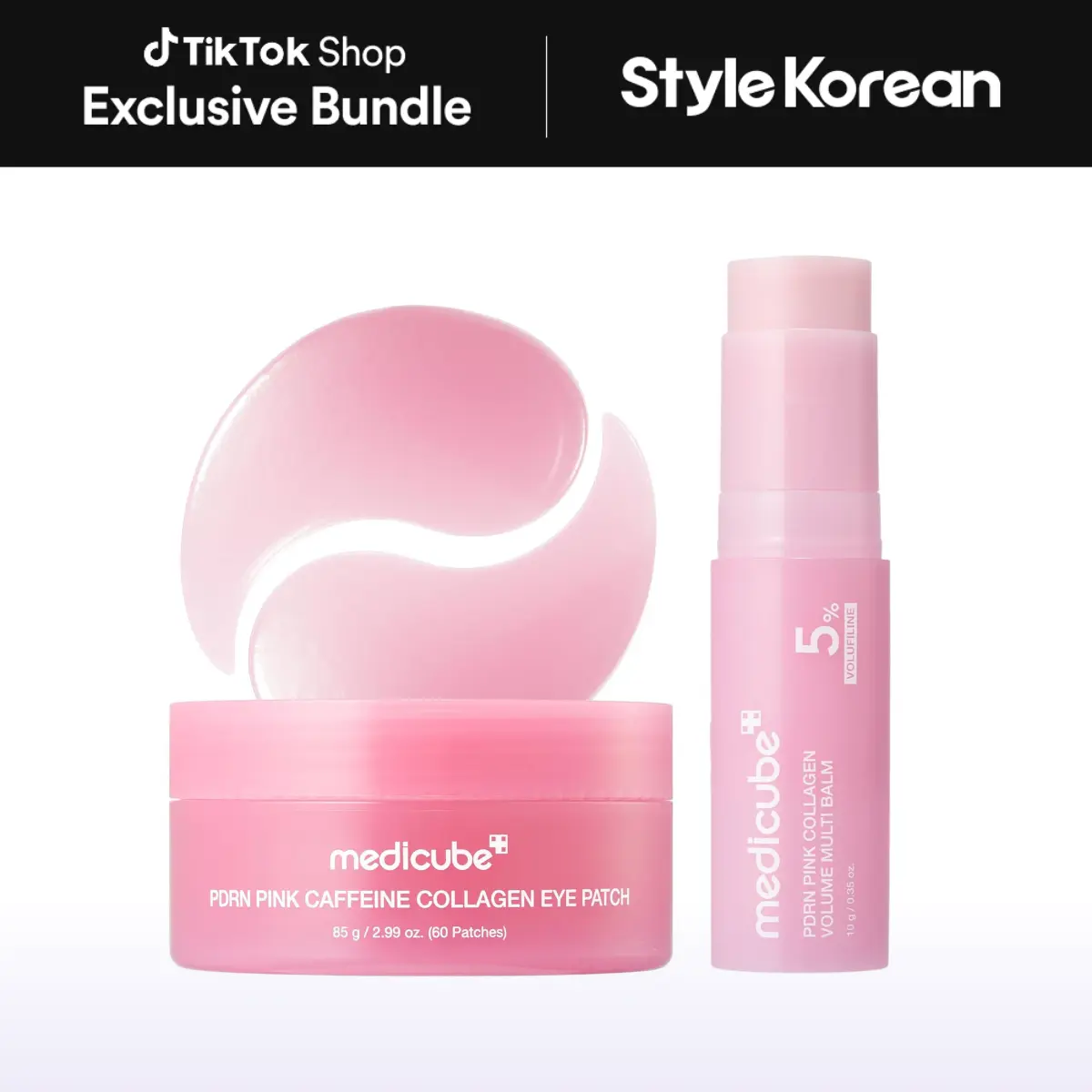 [Official Medicube Partner] PDRN Collagen Plump & Glow Duo | Wrinkle & Elasticity Care for Smooth, Bouncy-Looking Skin | PDRN Caffeine Collagen Eye Patch + PDRN Pink Collagen Volume Multi Balm