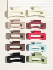 5pcs matte texture square shark clip set, three-dimensional hollow square hairpin, matte texture non-slip tooth mouth, lazy low-end hair artifact, commuting date one second to create high-end hairstyle, Hair Claw