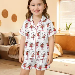 Ginger Dandy’s World Satin Pajamas For Kids, Cute Gaming Sleepwear for Kids and Adult, R0bl0x Dandys World Fan Gift, Gamer Birthday Gift