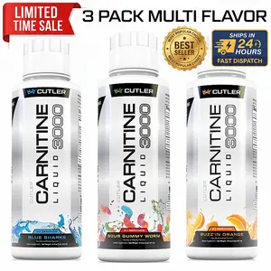 Cutler Nutrition 3 Pack Multi Flavor Carnitine Liquid 3000 Energy Sport Beverage Drink Variety Pack US Edition