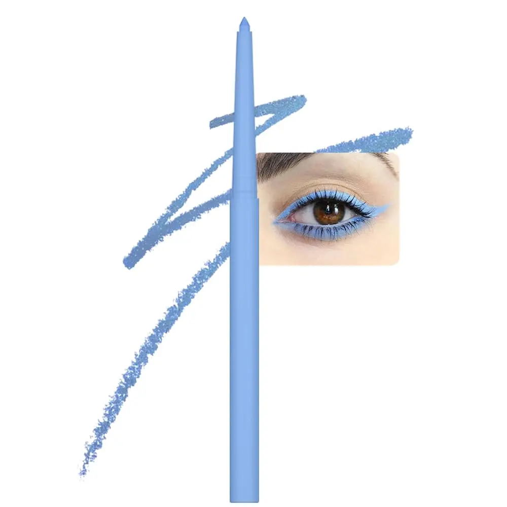 Blue Eyeliner Pencils for Eyes, Light Sky Blue Matte Colored Eye Liner Pencil Makeup Waterproof Smudge Proof, Colored Gel Waterline Eyeliner Liquid Face Eye Paint Stick Lipstick Halloween Makeup