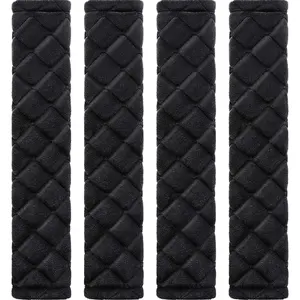 4 Pack Seat Belt Cover Extra Long Seat Belt Pads for Car Soft Comfort Shoulder Strap Covers Harness Pads Helps Protect Your Neck and Shoulder(10.6 Inch,Black)