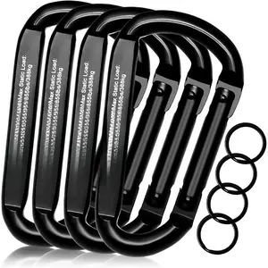 Carabiner Clip,855lbs,3" Heavy Duty D Ring Caribeener Clips,Carabiner  Caribeaners for Hammocks,Camping,Hiking,Outdoors,Gym,Small Carabiners for  Leash,Harness,Key Ring, Black