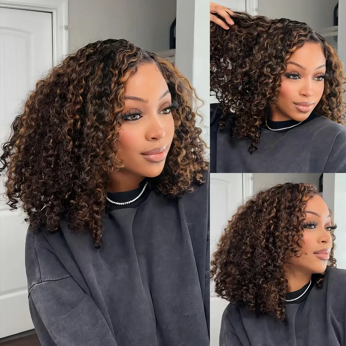 Wavymy Wear Go Minimalist Brown Highlights Water Wave Glueless 6x4 Closure Lace Long Wig Beginner Friendly