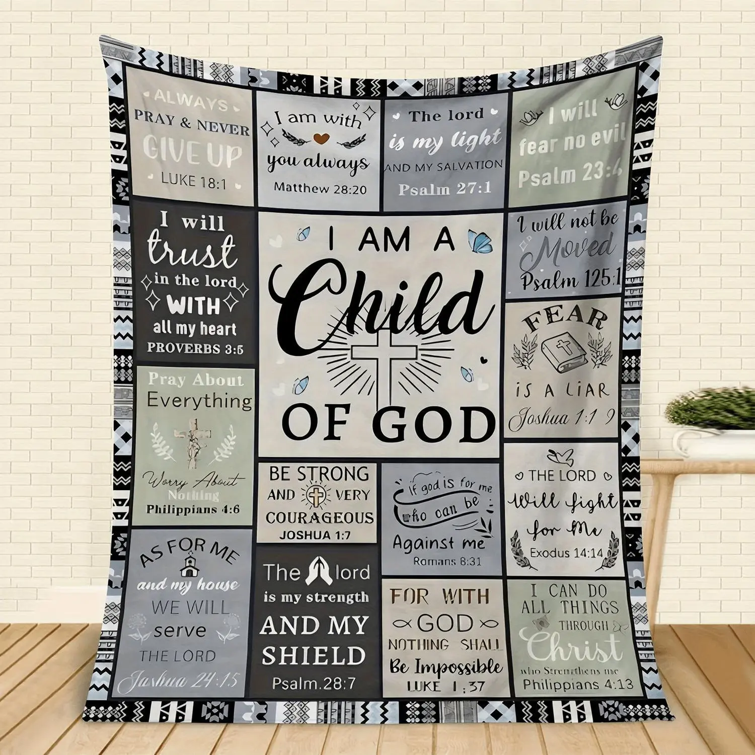Faith-Inspired Digital Print Flannel Throw Blanket - Versatile for Couch, Bed, Travel & Gifts - Machine Washable, All-Season Comfort