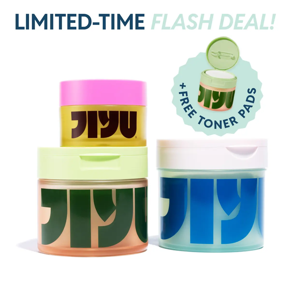 NEW! JIYU Heal & Seal Trio - Cleansing Polish Pads + Toner Pads + NAD+ Anti-Aging Moisturizing Cream for Dark Spots, Fine Lines, Texture & Dryness with Snail Mucin, AHA BHA PHA Complex, NAD+, Ceramide NP, Hyaluronic Acid & Niacinamide