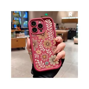 Vintage Floral Pattern Case For IPhone 16 15 14 Pro Max 13 12 11 XR XS E Plus Shockproof Drop Protection Rugged Durable Silicone Cover