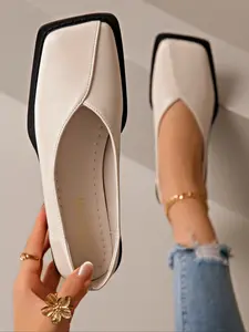 Women's Casual PU Leather Flats, Slip on Shoes, Comfortable Walking Shoes, Solid Color, Round Toe, Rubber Sole, Perfect for Daily Wear & Outdoor Activities