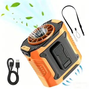 outdoor waist fan, belt fan, portable clip-on fan, Cooling camping fan, Battery Operated Fan, Rechargeable Fan with 4000mAh battery, 9 hours working time, LED SOS light, strong airflow, suitable for construction sites, agriculture, fishing, camping