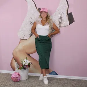 Trendy Chic Parachute Skirt, Hunter Green