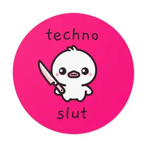 Techno slut Round Vinyl Stickers Circle Decor Decorative Waterproof Matte