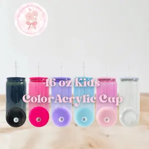 16 oz kids Color Acrylic Cup Reusable Washable Drinkware