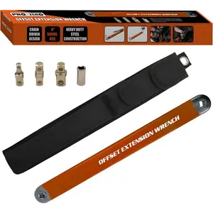 Offset Extension Wrench, Ratchet Extension Set Includes 1/2", 1/4" & 3/8" Drive, Ratchet Extensions for Tight Spaces (Orange)
