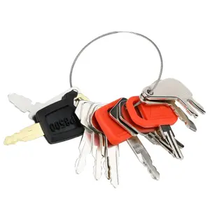 12 Heavy Equipment Keys, Construction Key Master Set for Cat Caterpillar John Deere Komatsu Bobcat Hyster Takeuchi Case Kobelco Lucas New Holland Heavy Equipment Machine