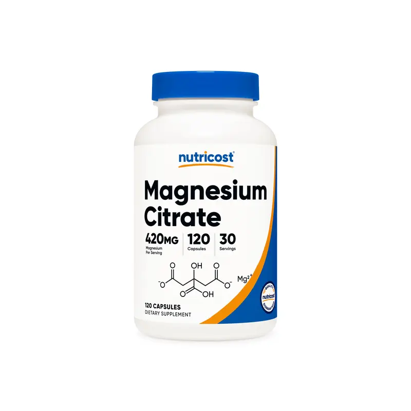 Nutricost Magnesium Citrate Plant Based Capsules - Dietary, Healthcare, and Fitness Supplement