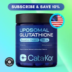 Cata-Kor Liposomal Glutathione Supplement – 1155 mg | Vitamin C | Riboflavin (B2) | Selenium | Resveratrol Complex – Supports Antioxidant Defense & Cellular Health – Vitamin Dietary Supplement