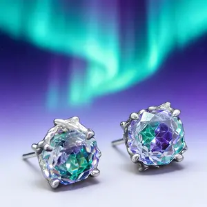 Unisex Gothic Rose-Cut North Star Earrings (2 Pieces) with Dreamy Plastic Gemstones, Ideal Valentine's Day Fashion Costume Jewelry Accessory