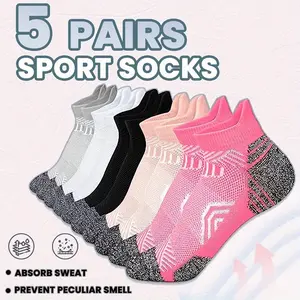 5 Pairs Of Women's Soft Compression Ankle Sports Socks, Breathable Outdoor Running And Leisure Sports Socks