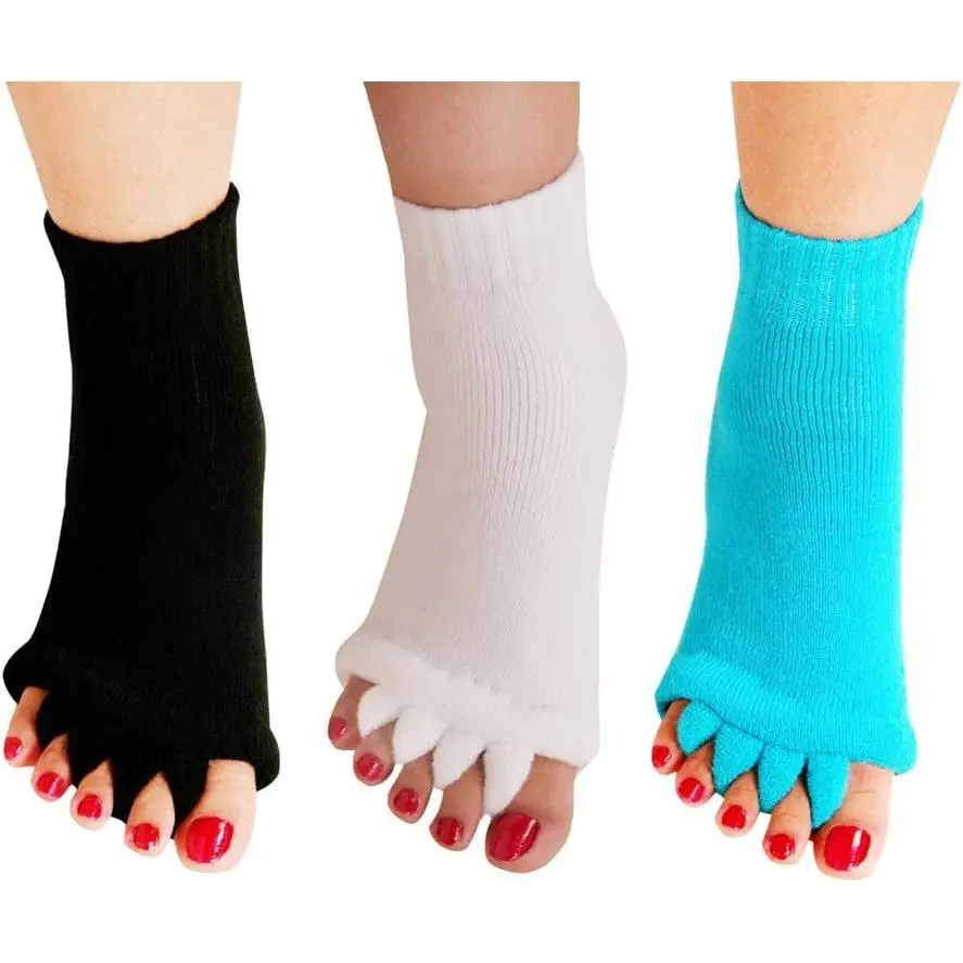 Yoga Sports GYM Five Toe Separator Socks Alignment Pain Health Massage Socks, Prevent Foot Cramps, One Pair